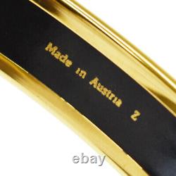 Auth HERMES Cloisonne Enamel Bangle Bracelet Gold Blue Austria Accessory 65JC712
