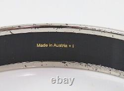 Auth HERMES Silvertone and Light Blue Enamel Bangle Bracelet PM #45833