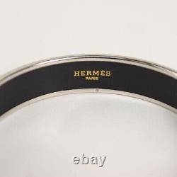 Auth Hermes Email MM Caleche Bangle Bracelet Silver Blue Enamel Horse FS