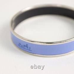 Auth Hermes Email MM Caleche Bangle Bracelet Silver Blue Enamel Horse FS