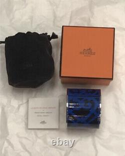 Auth Hermès Extra Wide Balcons du Guadalquivir Extra Wide Bangle Sz 65 Blue