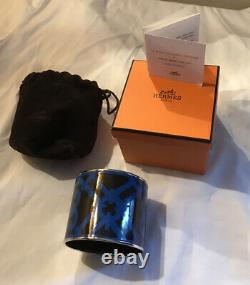 Auth Hermès Extra Wide Balcons du Guadalquivir Extra Wide Bangle Sz 65 Blue