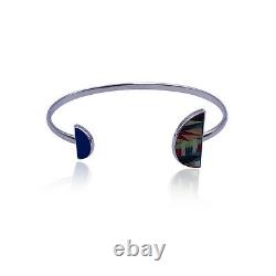 Authentic Christian Lacroix Silver Metal Blue Enamel Geisha Bangle Bracelet New