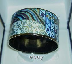 Authentic FREY WILLE Gustav Klimt Blue Nixe Aqua WG Round Diva Bangle LARGE NIB