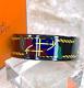 Authentic Hermes Bangle Bracelet Black Enamel Quadrige Horse Black Rim 65 Withcase