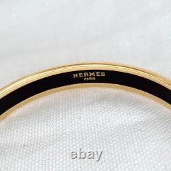 Authentic HERMES Bangle Bracelet Email Enamel Blue Gold comb