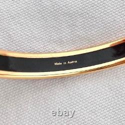 Authentic HERMES Bangle Bracelet Email Enamel Blue Gold comb