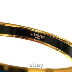 Authentic HERMES Bangle Bracelet Email Enamel Blue Gold leopard