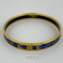 Authentic HERMES Bangle Bracelet Email Enamel PM Blue Gold