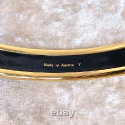 Authentic HERMES Bracelet Bangle Email Blue Enamel Waves Motif Size 65 with Case