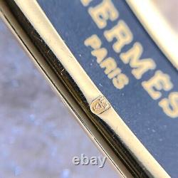 Authentic HERMES Bracelet Bangle Email Blue Enamel Waves Motif Size 65 with Case