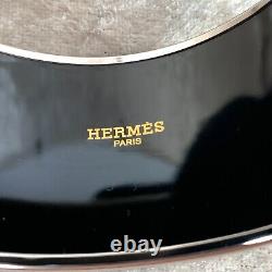 Authentic HERMES Bracelet Bangle Enamel Email Blue BIG BANGLE TGM 65 withDust Bag