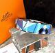 Authentic Hermes Bracelet Bangle Enamel Email Geometric Blue Silver Gm 65 Withcase