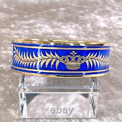 Authentic HERMES Bracelet Bangle Enamel Email Tiger Blue Enamel Gold Size 70