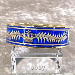 Authentic HERMES Bracelet Bangle Enamel Email Tiger Blue Enamel Gold Size 70