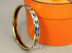 Authentic HERMES Bracelet Bangle GP enamel émail Blue/Gold