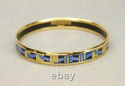 Authentic HERMES Bracelet Bangle GP enamel émail Blue/Gold