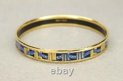 Authentic HERMES Bracelet Bangle GP enamel émail Blue/Gold