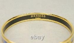 Authentic HERMES Bracelet Bangle GP enamel émail Blue/Gold