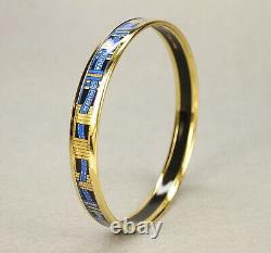 Authentic HERMES Bracelet Bangle GP enamel émail Blue/Gold