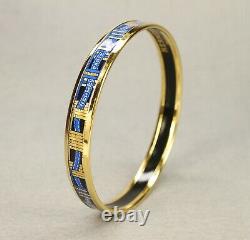 Authentic HERMES Bracelet Bangle GP enamel émail Blue/Gold