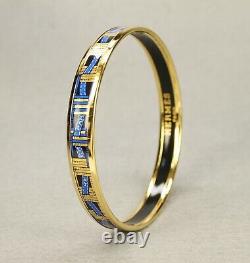 Authentic HERMES Bracelet Bangle GP enamel émail Blue/Gold