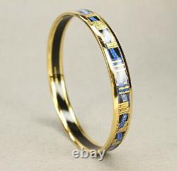 Authentic HERMES Bracelet Bangle GP enamel émail Blue/Gold