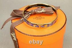 Authentic HERMES Bracelet Bangle GP enamel émail Blue/Gold