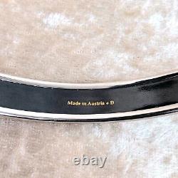 Authentic HERMES Émail Bangle Bracelet Black Enamel Jewelry Silver Rim 70 withBox