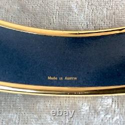 Authentic HERMES Email Bangle Bracelet Blue Enamel Belts Gold Rim GM 70