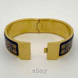 Authentic HERMES Email Bangle Bracelet Blue Enamel Gold GM rankAB