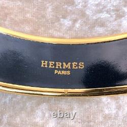 Authentic HERMES Émail Bangle Bracelet Blue Red Enamel Gold Rim Size 65 withCase