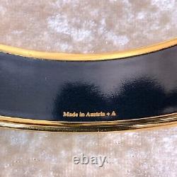 Authentic HERMES Émail Bangle Bracelet Blue Red Enamel Gold Rim Size 65 withCase