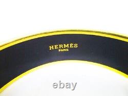 Authentic HERMES Enamel Bangle Bracelet Blue Multicolor Emaiyu GM #6647