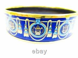 Authentic HERMES Enamel Bangle Bracelet Blue Multicolor Emaiyu GM #6647
