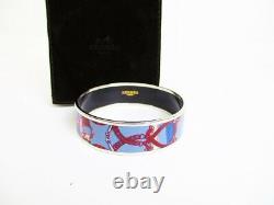 Authentic HERMES Enamel Bangle Bracelet Blue Multicolor Emaiyu GM #7043