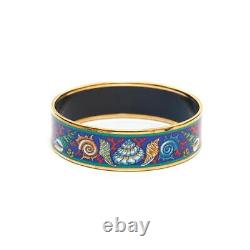 Authentic Hermes Bracelet Bangle Enamel Gold x Blue Color Length 8.26in VN01