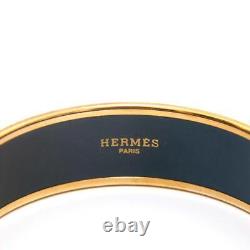 Authentic Hermes Bracelet Bangle Enamel Gold x Blue Color Length 8.26in VN01