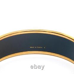 Authentic Hermes Bracelet Bangle Enamel Gold x Blue Color Length 8.26in VN01