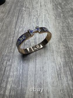 Authentic Hermes Clic H Bangle Bracelet Blue/Yellow Design PM