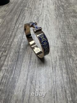 Authentic Hermes Clic H Bangle Bracelet Blue/Yellow Design PM