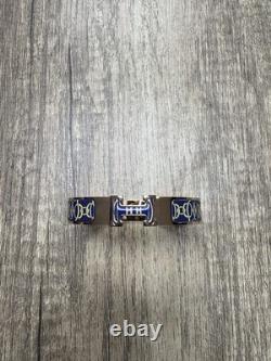 Authentic Hermes Clic H Bangle Bracelet Blue/Yellow Design PM