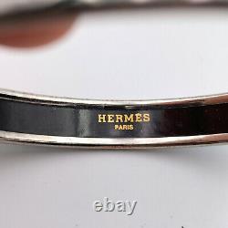 Authentic Hermes Enamel Light Blue Horse and Carriage Bangle Bracelet