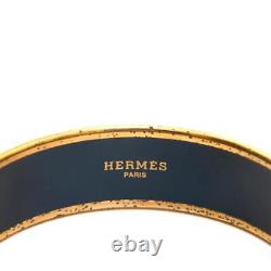 Authentic Hermes Paris Bracelet Bangle Enamel Gold Blue Color Length 8.26in VN01