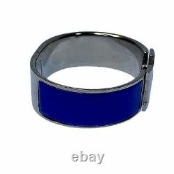 Authentic Hermes Royal Blue Enamel Silver Clic Clac H Bangle Bracelet Size PM