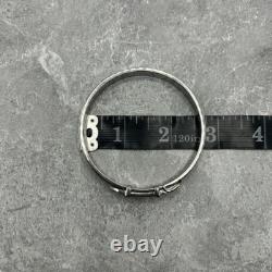 Authentic Hermes dark blue Silver Enamel Buckle Bangle Bracelet Quiet Luxury