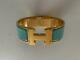 Authentic Hermès Turquoise Bangle H Bracelet Wide