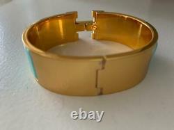 Authentic Hermès turquoise bangle H bracelet Wide