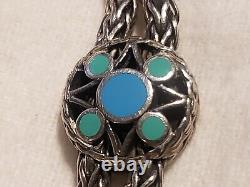 Authentic JOHN HARDY 925 STERLING Station Double Chain BRACELET TURQUOISE Enamel