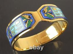 Authentic MICHAELA FREY TEAM + Blue Enamel x Goldtone Wide Bracelet Bangle